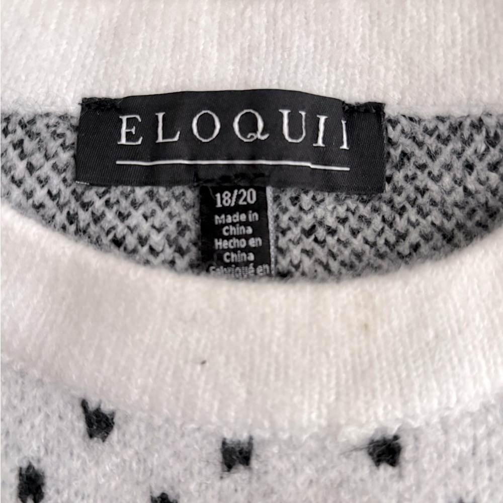 Eloquii Fair Isle Sweater Dress – NWT Black & White, Size 18/20, 37” Long - Picture 5 of 6